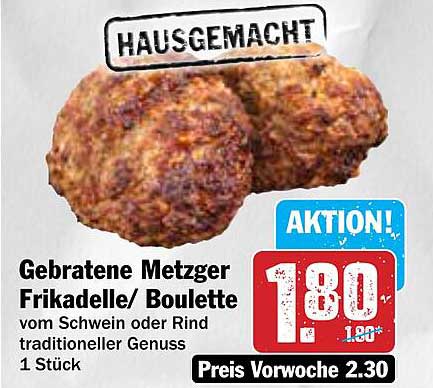 Gebratene Metzger Frikadelle/ Boulette vom Schwein oder Rind - traditioneller Genuss
