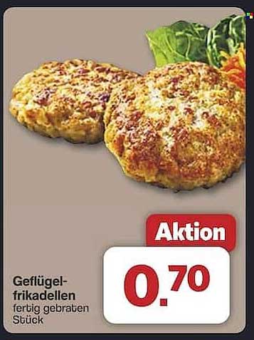 Geflügelfrikadellen, fertig gebraten, Stück