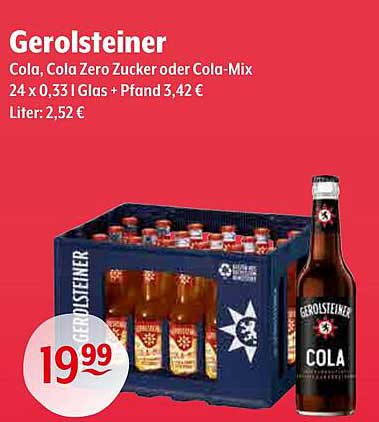 Gerolsteiner Cola, Cola Zero Zucker oder Cola-Mix 24 x 0,33 l