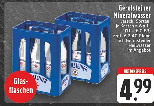 Gerolsteiner Mineralwasser in Glasflaschen - Aktionspreis!
