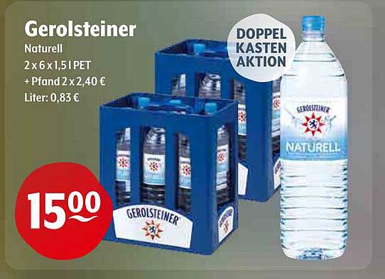 Gerolsteiner Naturell 2 x 6 x 1,5 L PET - Doppel Kasten Aktion