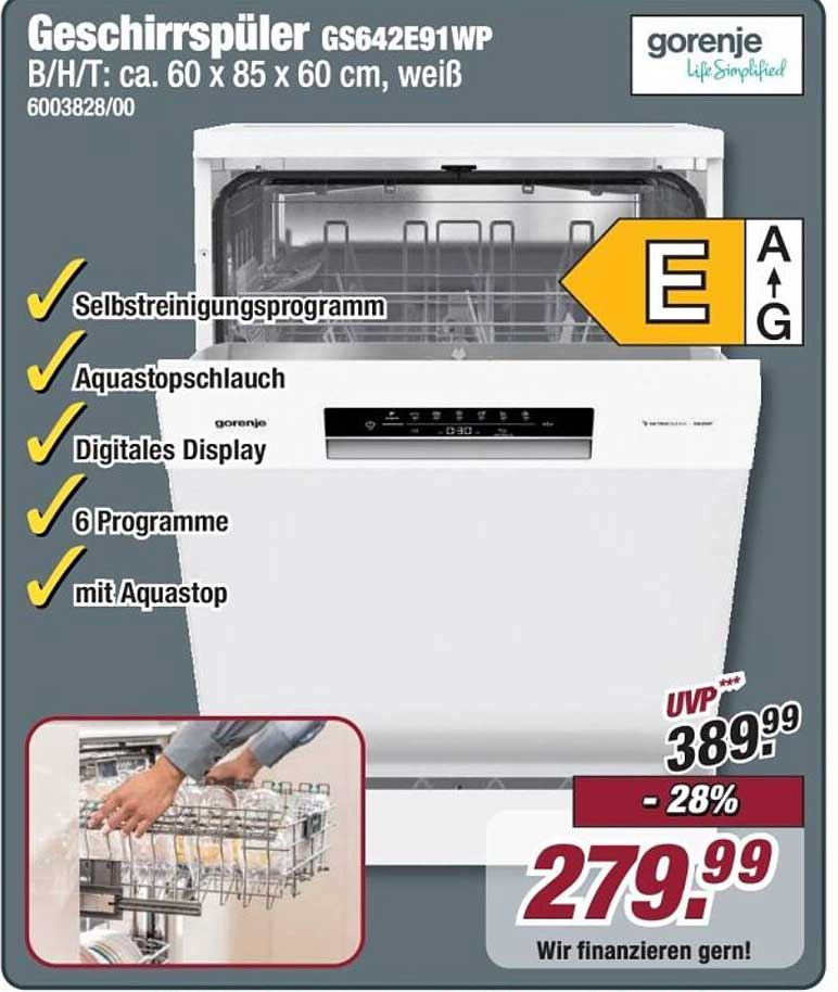 Geschirrspüler GS642E91WP - Weiß mit vielen Funktionen