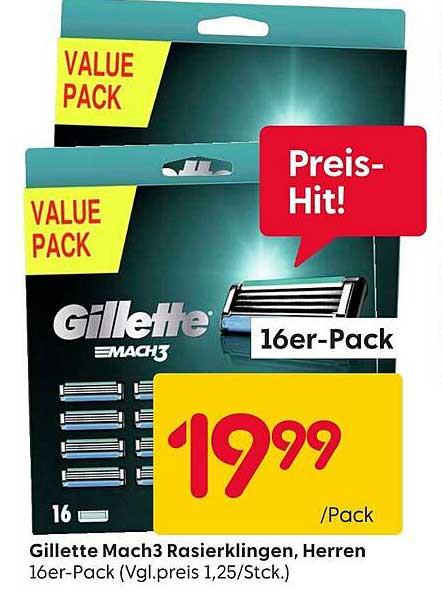 Gillette Mach3 Rasierklingen, Herren 16er-Pack