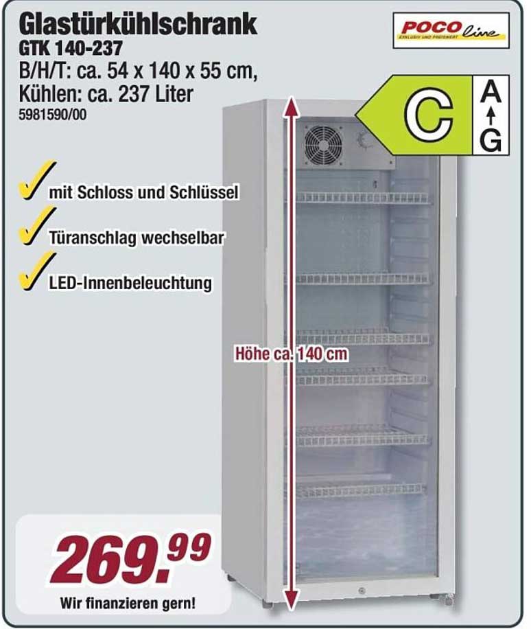 Glas-Tür Kühlschrank GTK 140-237