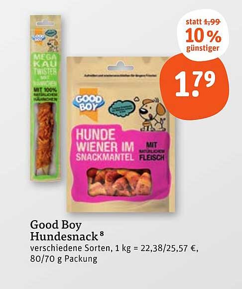 Good Boy Hunde Snack 80/70 g Packung, jetzt nur 1,79 €