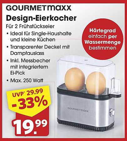 GOURMETmaxx Design-Eierkocher für 2 Frühstückseier