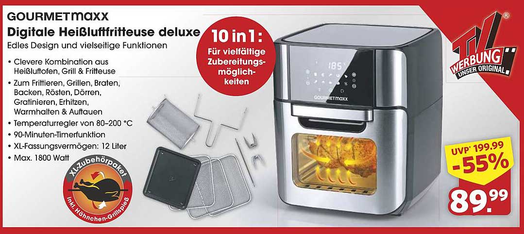 GOURMETMAXX Digitale Heißluftfritteuse deluxe