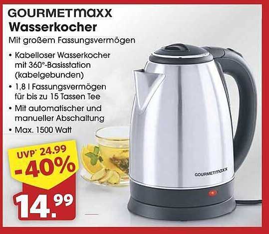 GOURMETMAXX Wasserkocher mit großem Fassungsvermögen
