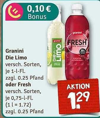 Granini Die Limo & Fresh – Erfrischungsgetränke zum Aktionspreis
