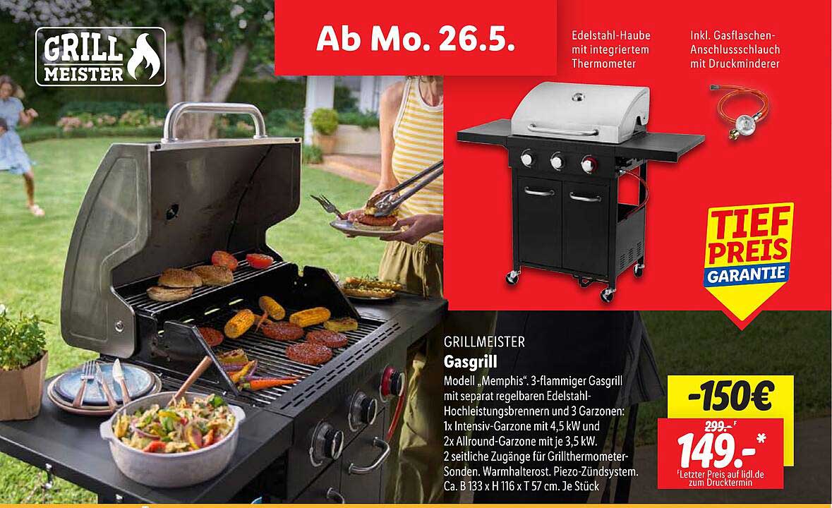 GRILLMEISTER Gasgrill Modell „Memphis“