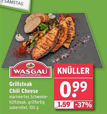 Grillsteak Chili Cheese, mariniertes Schweinehüftsteak, grillfertig zubereitet, 100 g
