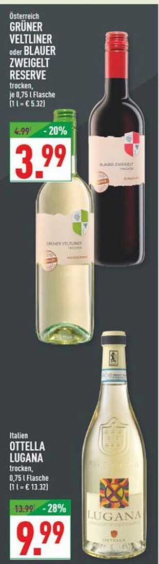 Grüner Veltliner oder Blauer Zweigelt Reserve trocken, je 0,75 l Flasche