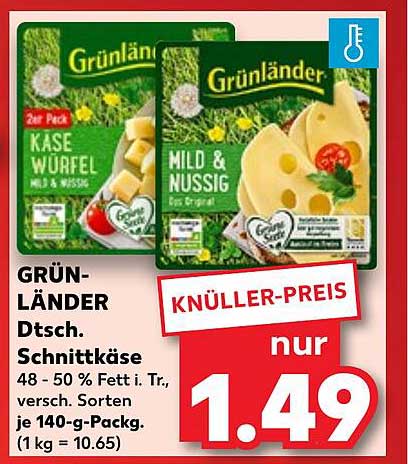 GRÜNLÄNDER Dt. Schnittkäse 2er Pack - KNÜLLER-PREIS!
