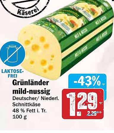 Grünländer mild-nussig Schnittkäse - 100 g