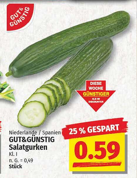 GUT& GÜNSTIG Salatgurken - 25 % gespart!