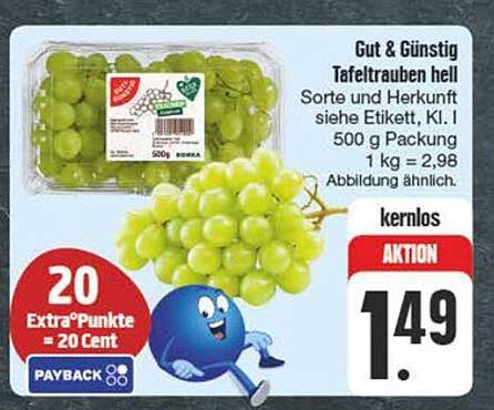 Gut & Günstig Tafeltrauben hell 500 g