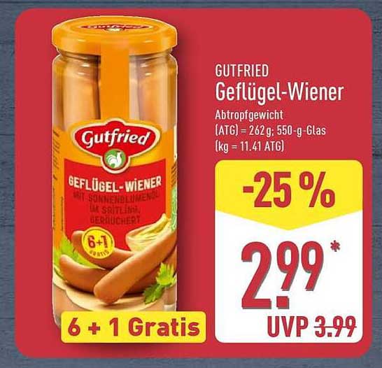 GUTFRIED Geflügel-Wiener 6 + 1 Gratis
