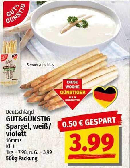 GUT&GÜNSTIG Spargel, weiß/violett 500g Packung