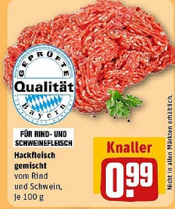 Hackfleisch gemischt vom Rind und Schwein, je 100 g