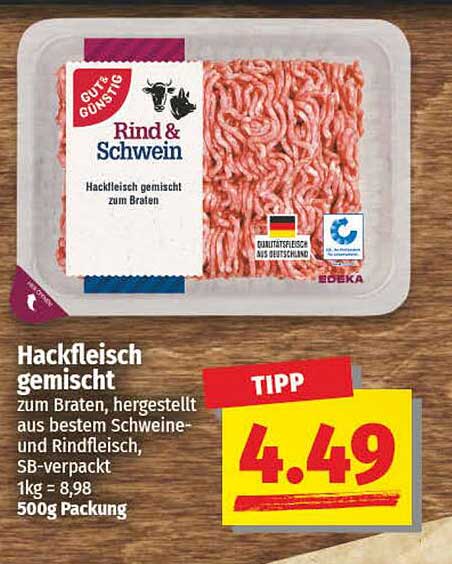 Hackfleisch gemischt zum Braten