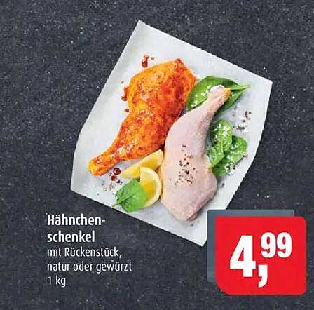Hähnchenschenkel mit Rückenstück, natur oder gewürzt, 1 kg