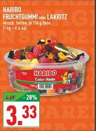 HARIBO Fruchtgummi oder Lakritz 750 g Dose