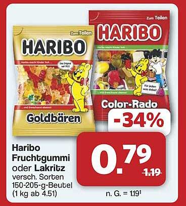 Haribo Fruchtgummi oder Lakritz - jetzt im Angebot!