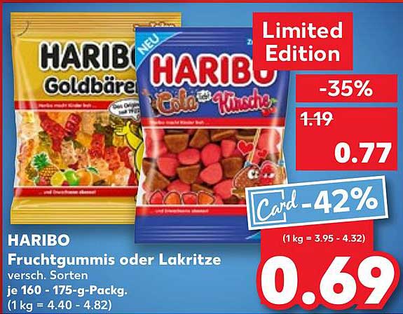 HARIBO Fruchtgummis oder Lakritze, verschiedene Sorten