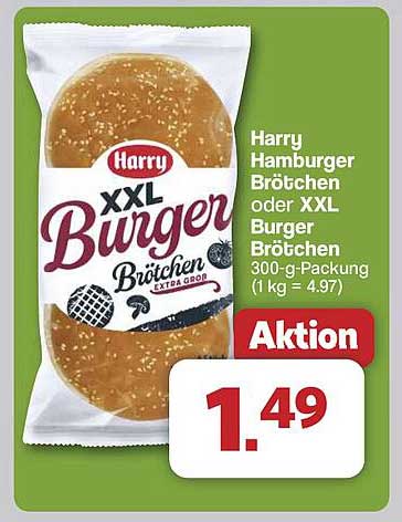 Harry Hamburger Brötchen oder XXL Burger Brötchen 300-g-Packung