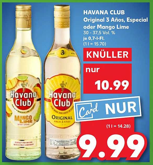 HAVANA CLUB Original 3 Años, Especial oder Mango Lime - nur 9,99 €