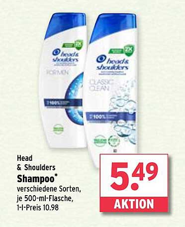 Head & Shoulders Shampoo, verschiedene Sorten, je 500-ml-Flasche