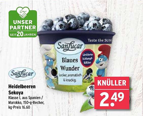 Heidelbeeren Sekoya - Klasse I, aus Spanien / Marokko, 150-g-Becher