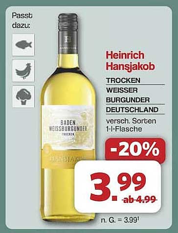 Heinrich Hansjakob Trocken Weißer Burgunder 1-l-Flasche