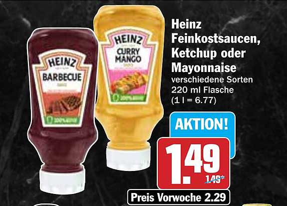 Heinz Feinkostsaußen, Ketchup oder Mayonnaise 220 ml Flasche