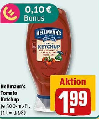 Hellmann's Tomato Ketchup 500 ml - Aktion für nur 1,99 €