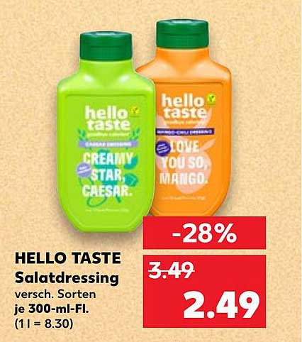 HELLO TASTE Salatdressing versch. Sorten je 300-ml-Fl.