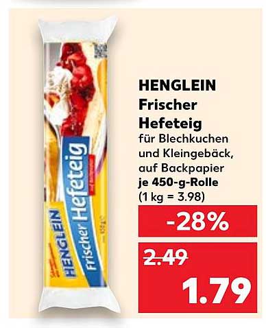 HENGLEIN Frischer Hefeteig für Blechkuchen und Kleingebäck