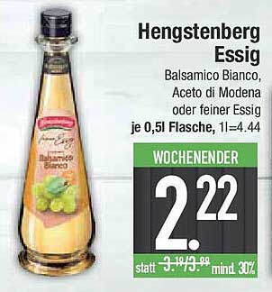 Hengstenberg Essig - Balsamico Bianco, Aceto di Modena oder feiner Essig 0,5l