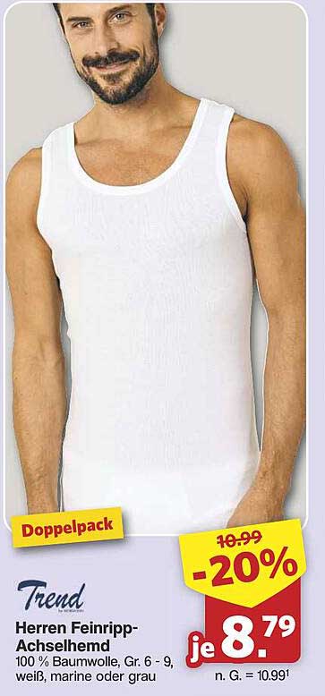 Herren Feinripp-Achselhemd 2er Pack