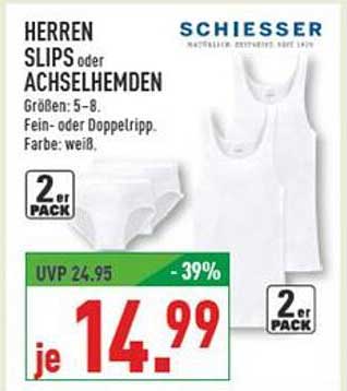Herren Slips oder Achselhemden im 2er Pack von SCHIESSER