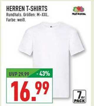 Herren T-Shirts 7er Pack - Rundhals, M-XXL, weiß