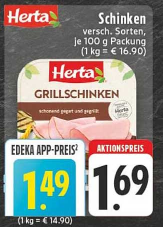 Herta Grill-Schinken – Verschiedene Sorten, je 100 g Packung