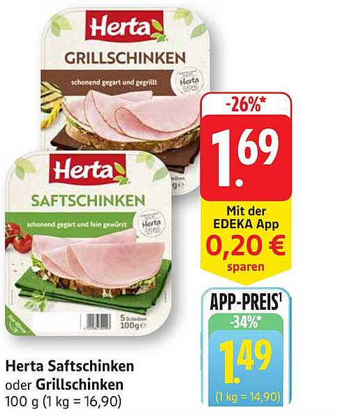 Herta Saftschinken oder Grillschinken 100 g