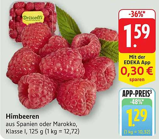 Himbeeren aus Spanien oder Marokko, Klasse I, 125 g