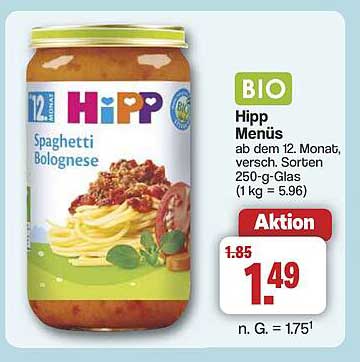 Hipp Menüs Spaghetti Bolognese 250 g - BIO
