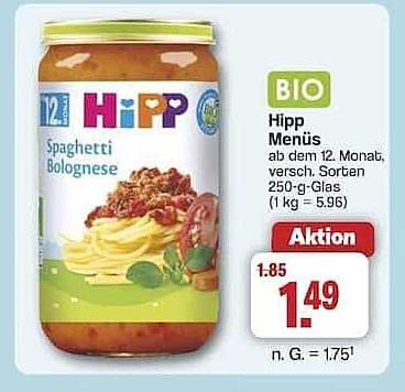 Hipp Menüs Spaghetti Bolognese 250-g-Glas