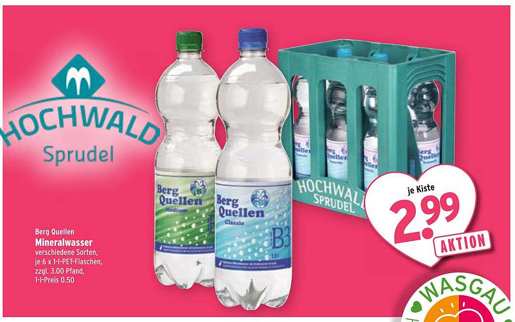 Hochwald Sprudel Mineralwasser 6 x 1,5l Flaschen