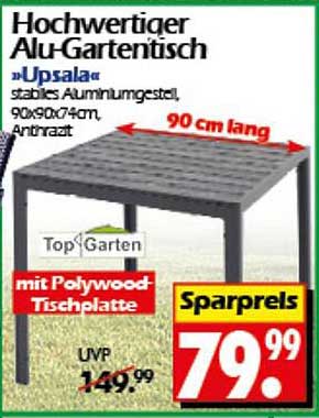 Hochwertiger Alu-Gartentisch »Upsala« mit Polywood-Tischplatte