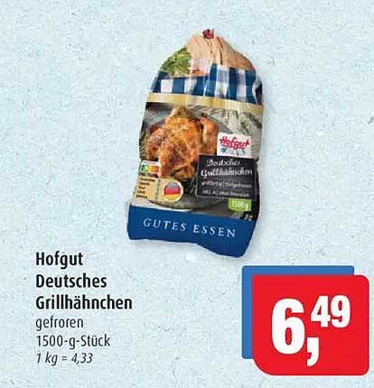Hofgut Deutsches Grillhähnchen gefroren 1500-g-Stück