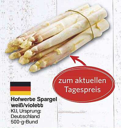 Hofwerte Spargel weiß/violett KII, 500-g-Bund